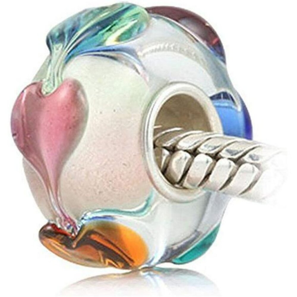 Murano glass charm bead 925 sterling silver flower pendant fit pandora bracelet